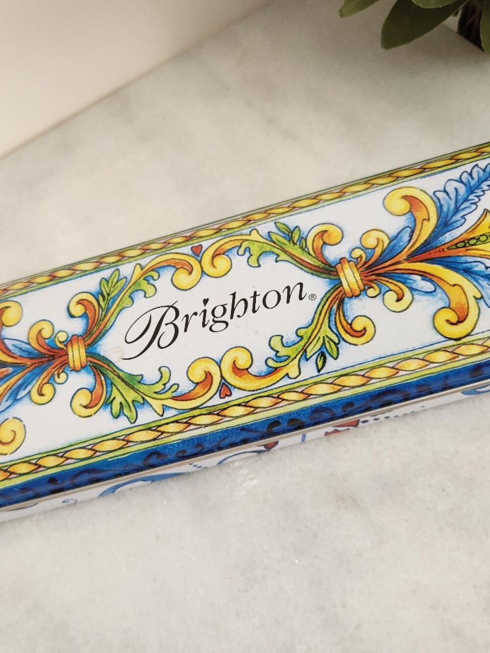 Brighton Metal Tin Watch Case - Empty Decorative Storage Box 9.5"